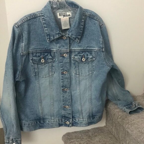 REFLECT JEANS VINTAGE 1990s CASUAL MEDIUM-WASH DENIM JEAN JACKET WOMEN'S SIZE XL - Picture 9 of 11